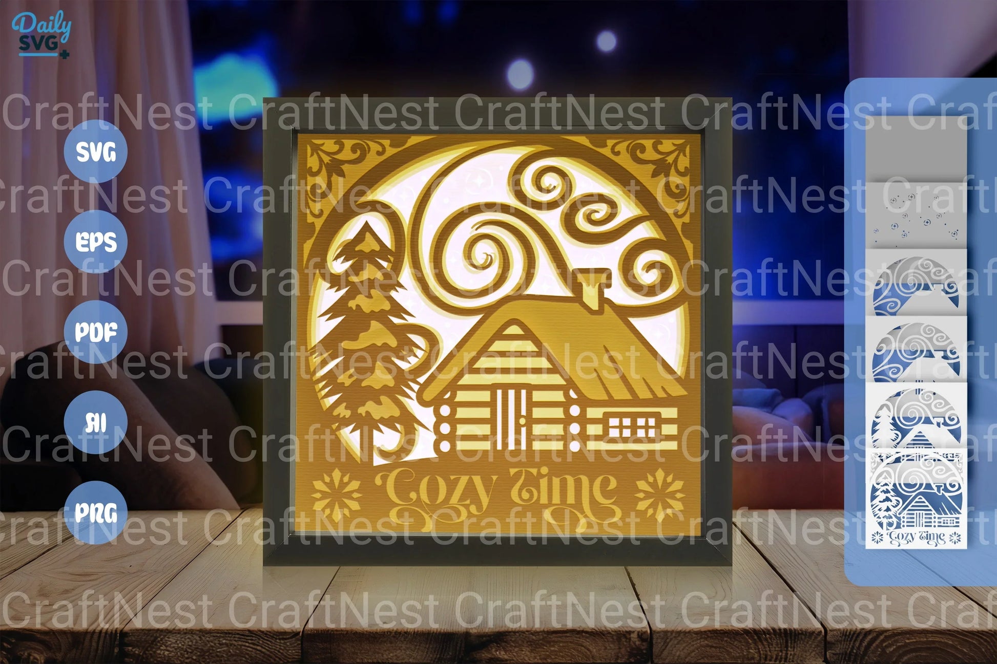 Winter Cabin White Papercut SVG Bundle - CraftNest - Digital Crafting and Art