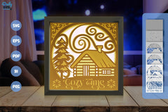 Winter Cabin White Papercut SVG Bundle - CraftNest - Digital Crafting and Art