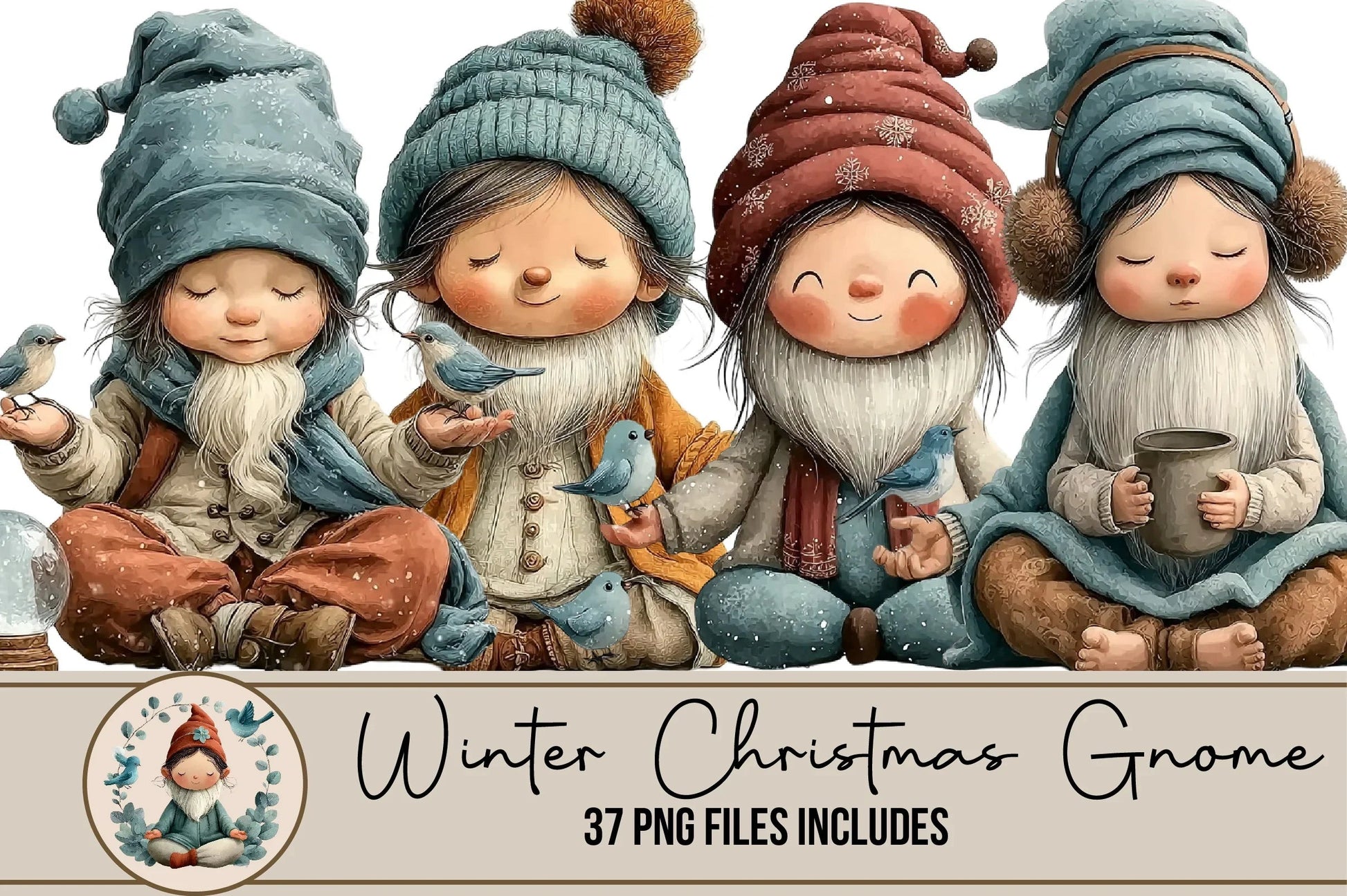 Winter Christmas Gnome Clipart Bundle - CraftNest - Digital Crafting and Art