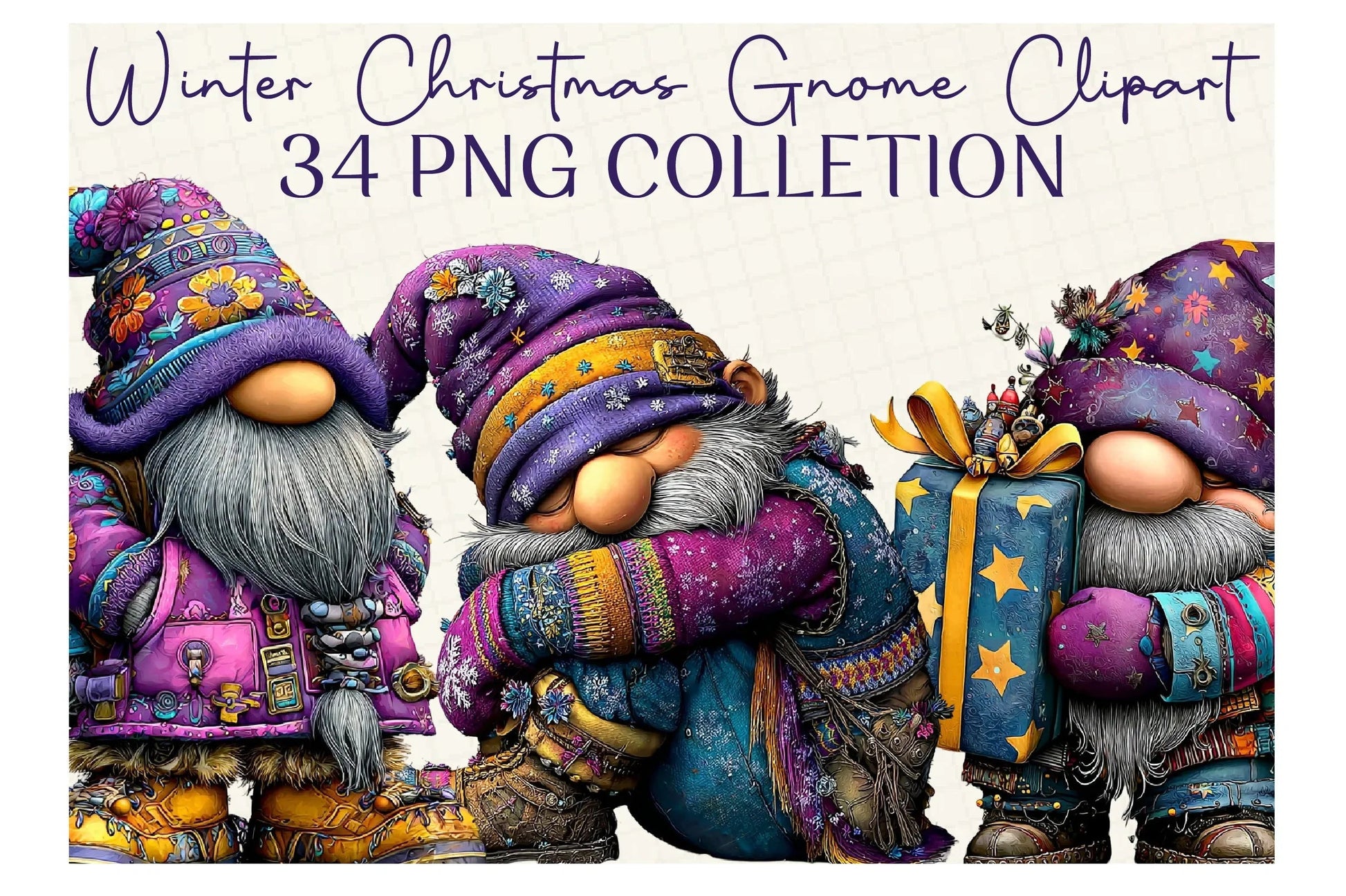 Winter Christmas Gnome Clipart Bundle - CraftNest - Digital Crafting and Art