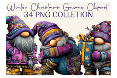 Winter Christmas Gnome Clipart Bundle - CraftNest - Digital Crafting and Art
