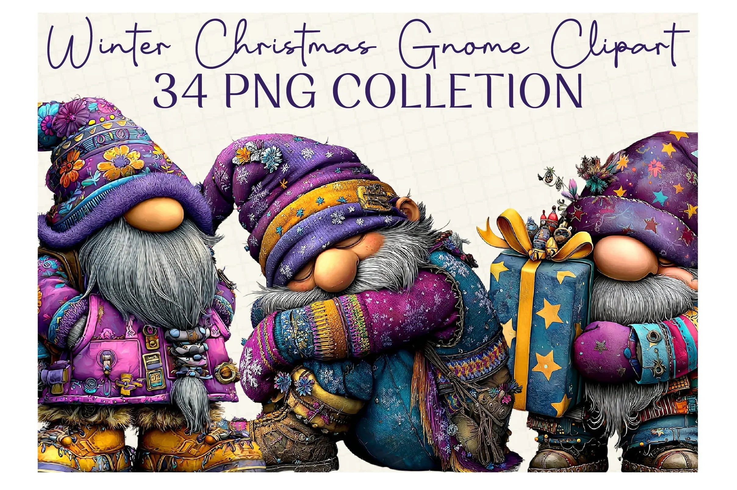 Winter Christmas Gnome Clipart Bundle - CraftNest - Digital Crafting and Art