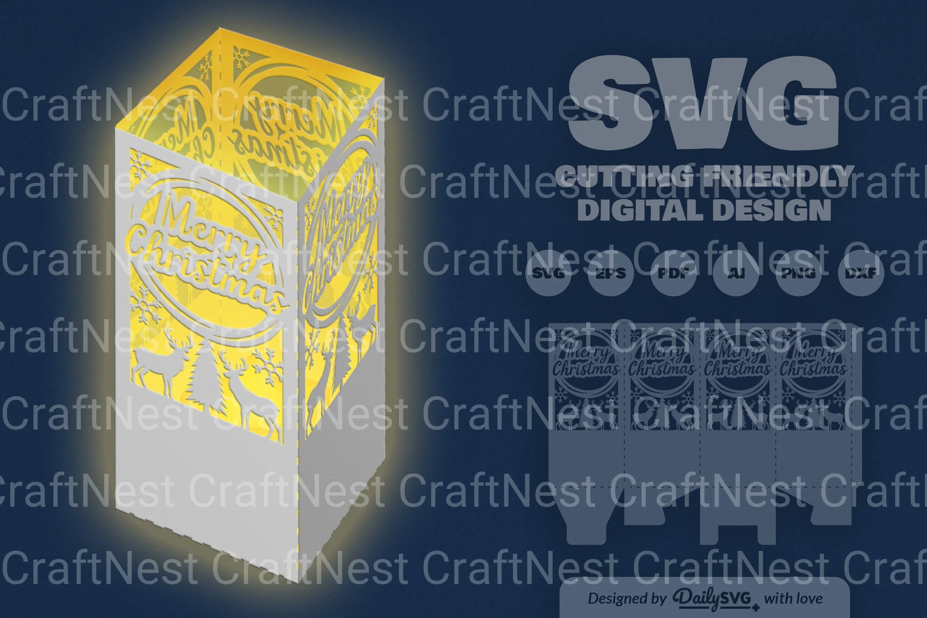 Winter Deer Christmas Papercut SVG Bundle