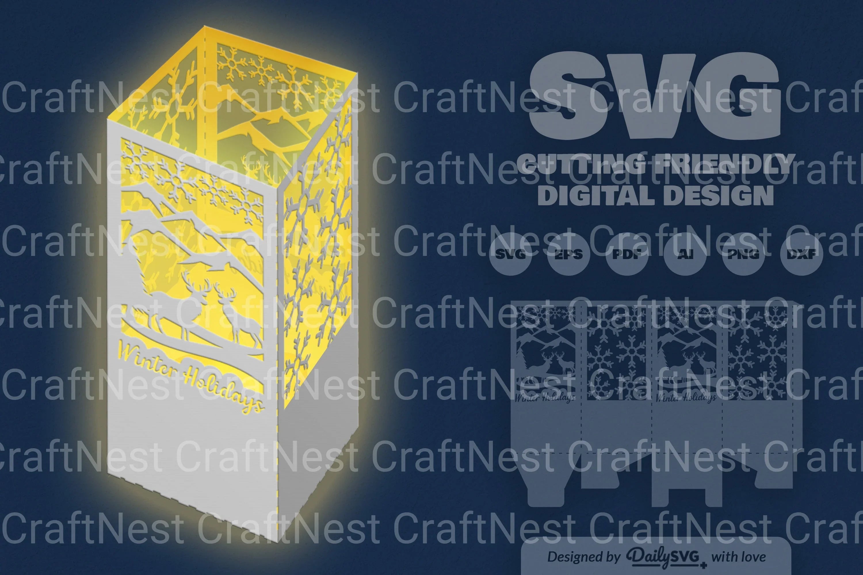 Winter Deer Christmas Papercut SVG Bundle