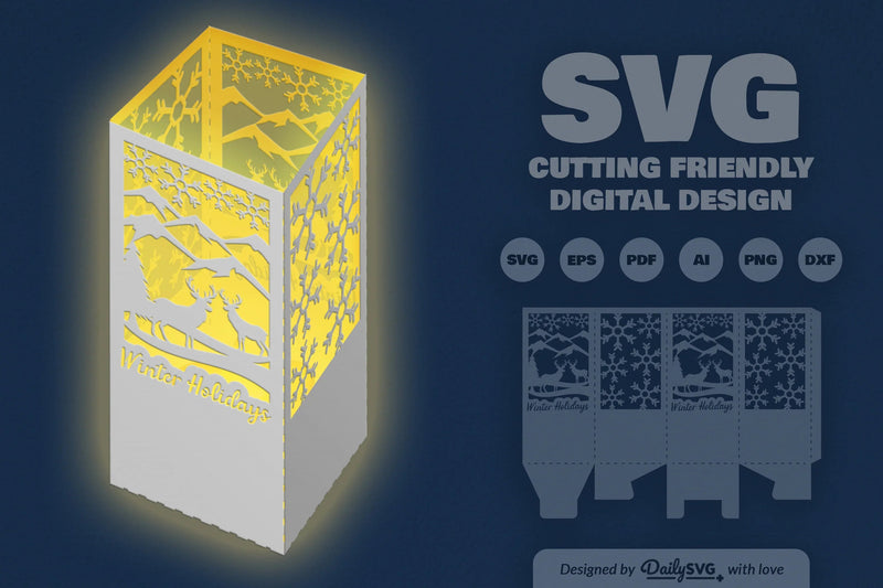 Winter Deer Christmas Papercut SVG Bundle 3 - CraftNest - Digital Crafting and Art