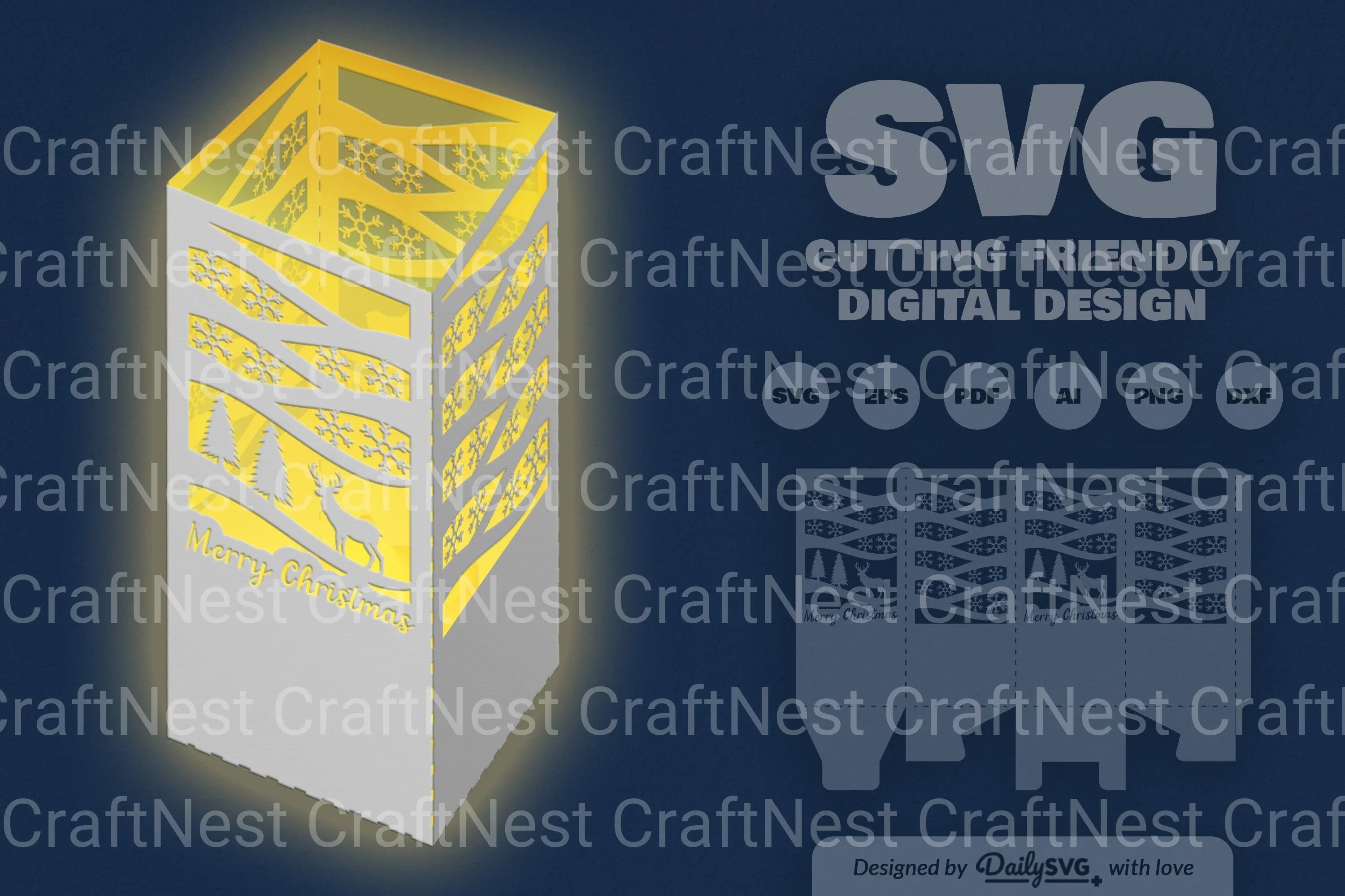 Winter Deer Christmas Papercut SVG Bundle