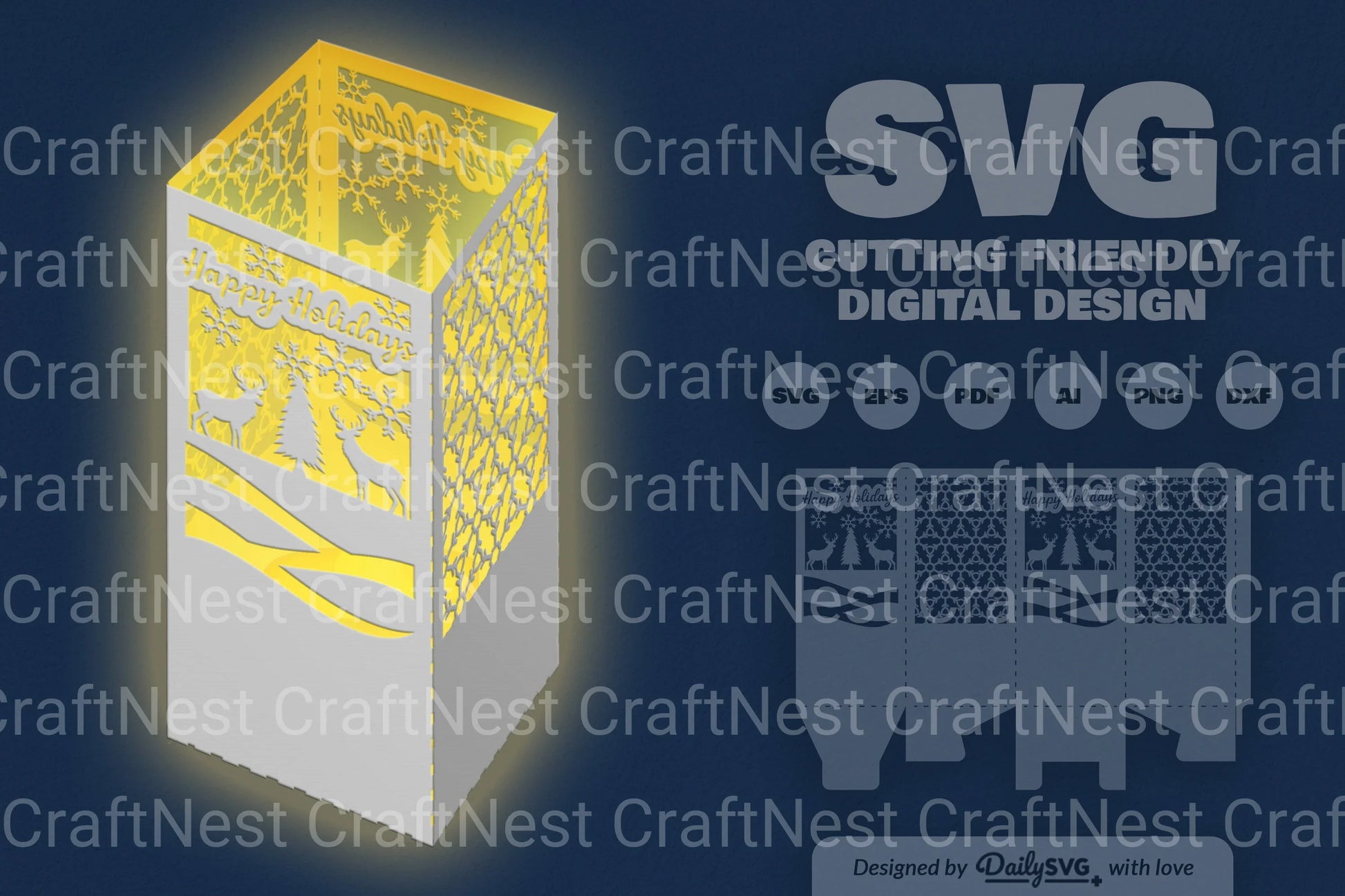 Winter Deer Christmas Papercut SVG Bundle 10 - CraftNest - Digital Crafting and Art