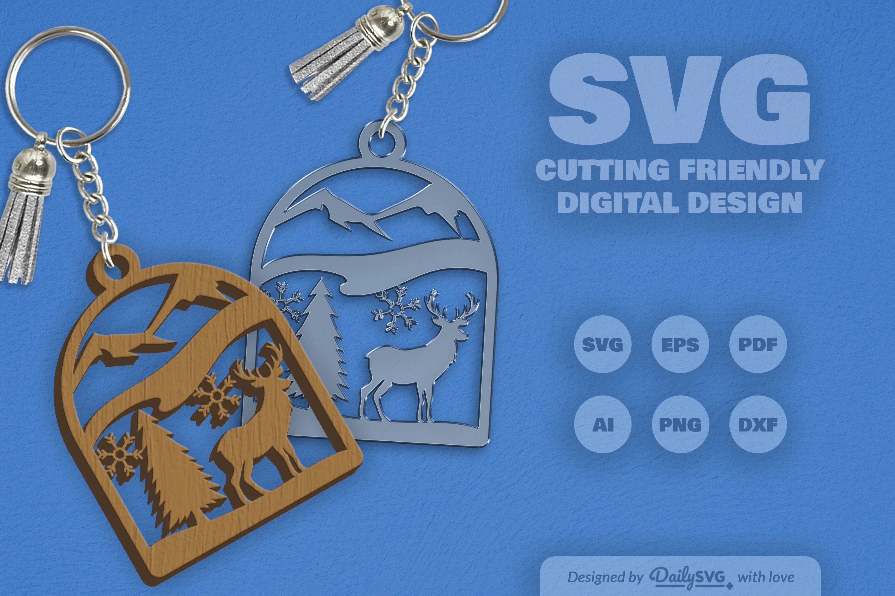 Winter Deer Keychain Clipart SVG Bundle - CraftNest - Digital Crafting and Art