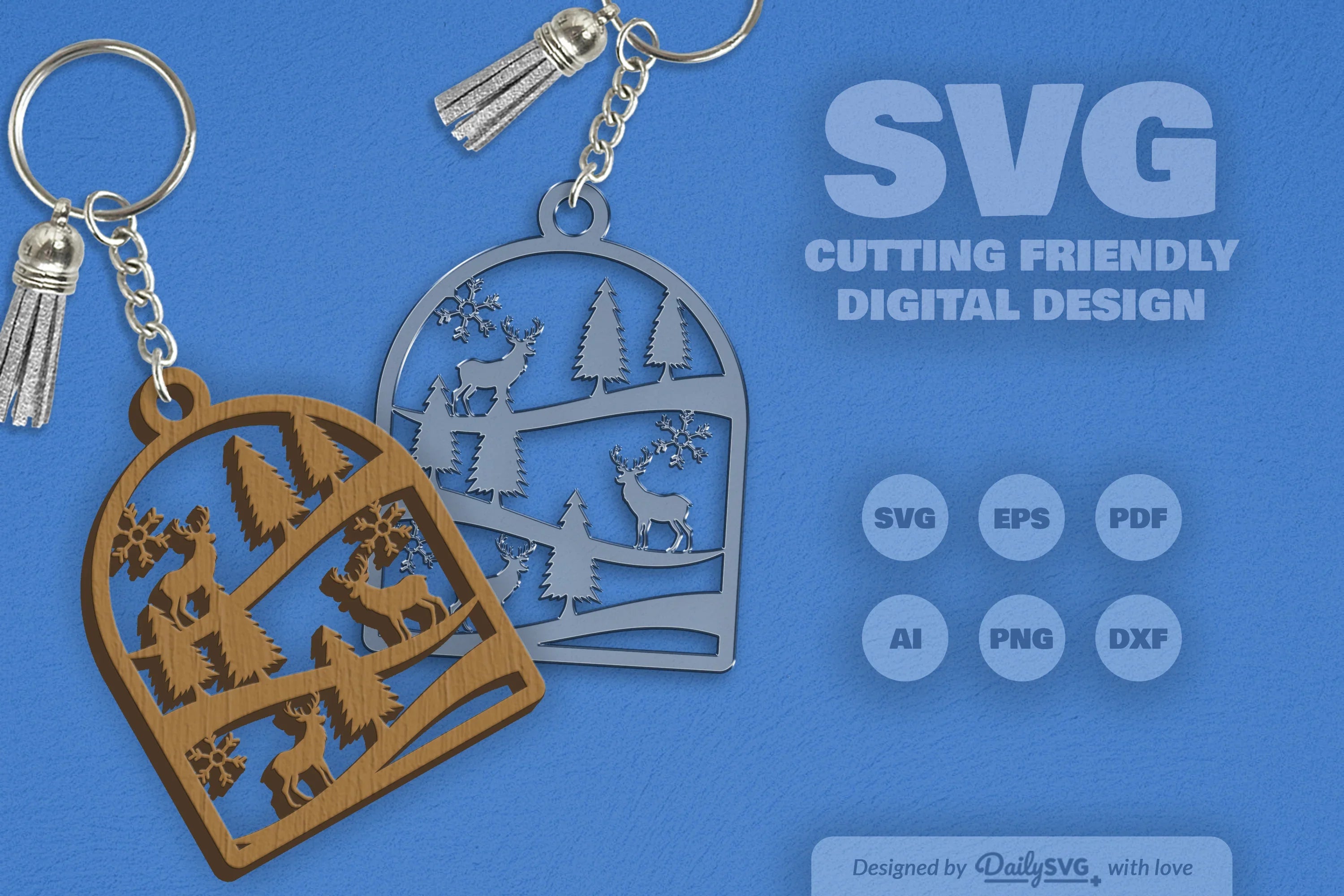 Winter Deer Keychain Clipart SVG Bundle - CraftNest - Digital Crafting and Art