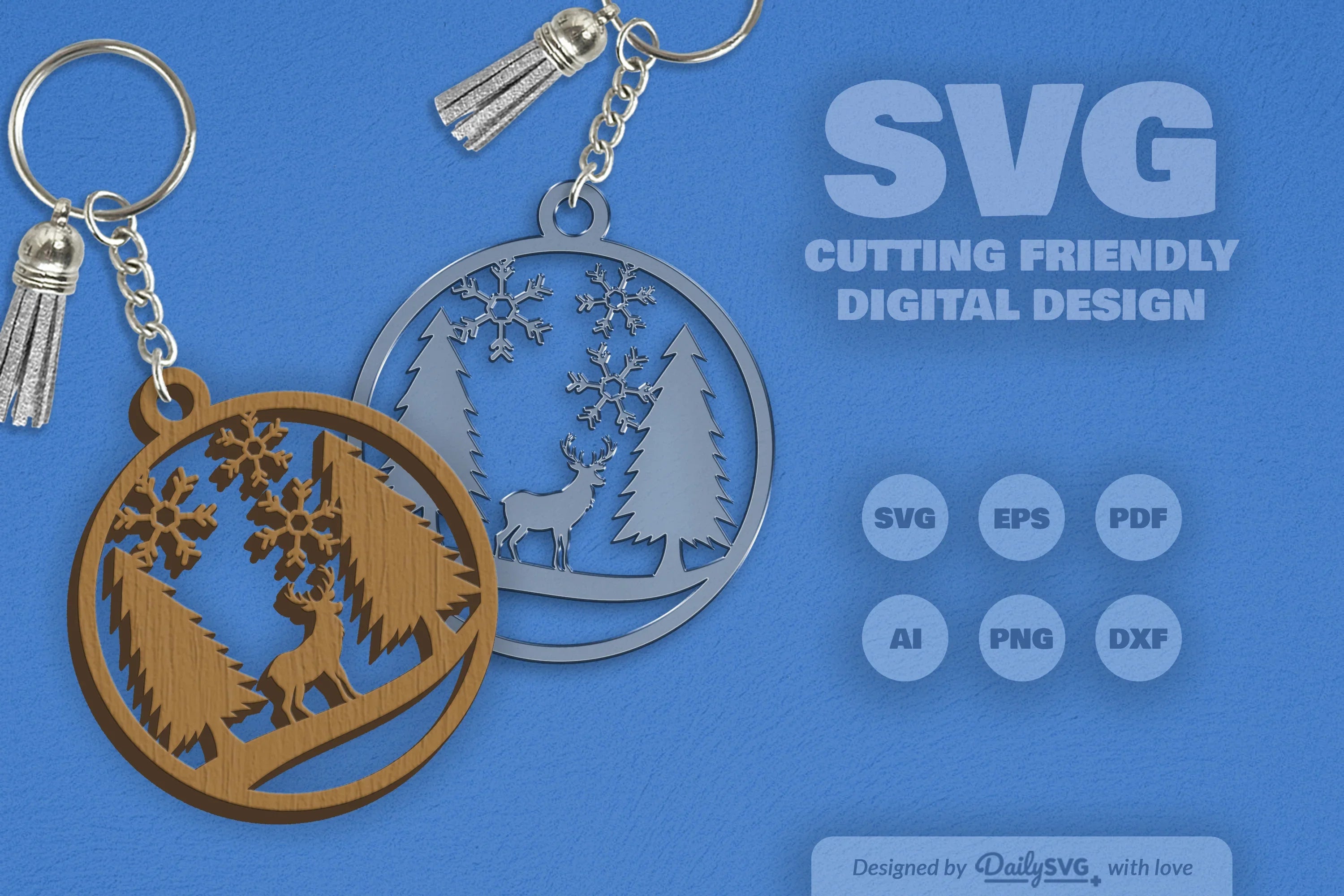 Winter Deer Keychain Clipart SVG Bundle - CraftNest - Digital Crafting and Art