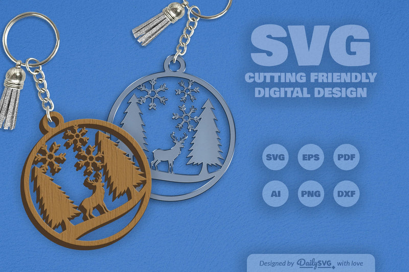 Winter Deer Keychain Clipart SVG Bundle - CraftNest - Digital Crafting and Art