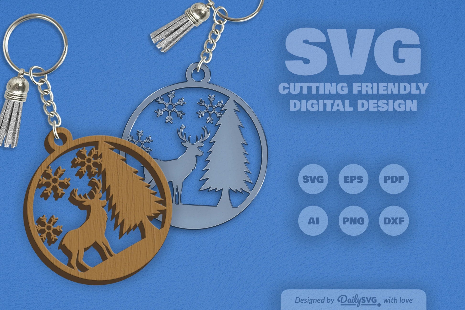 Winter Deer Keychain Clipart SVG Bundle - CraftNest - Digital Crafting and Art