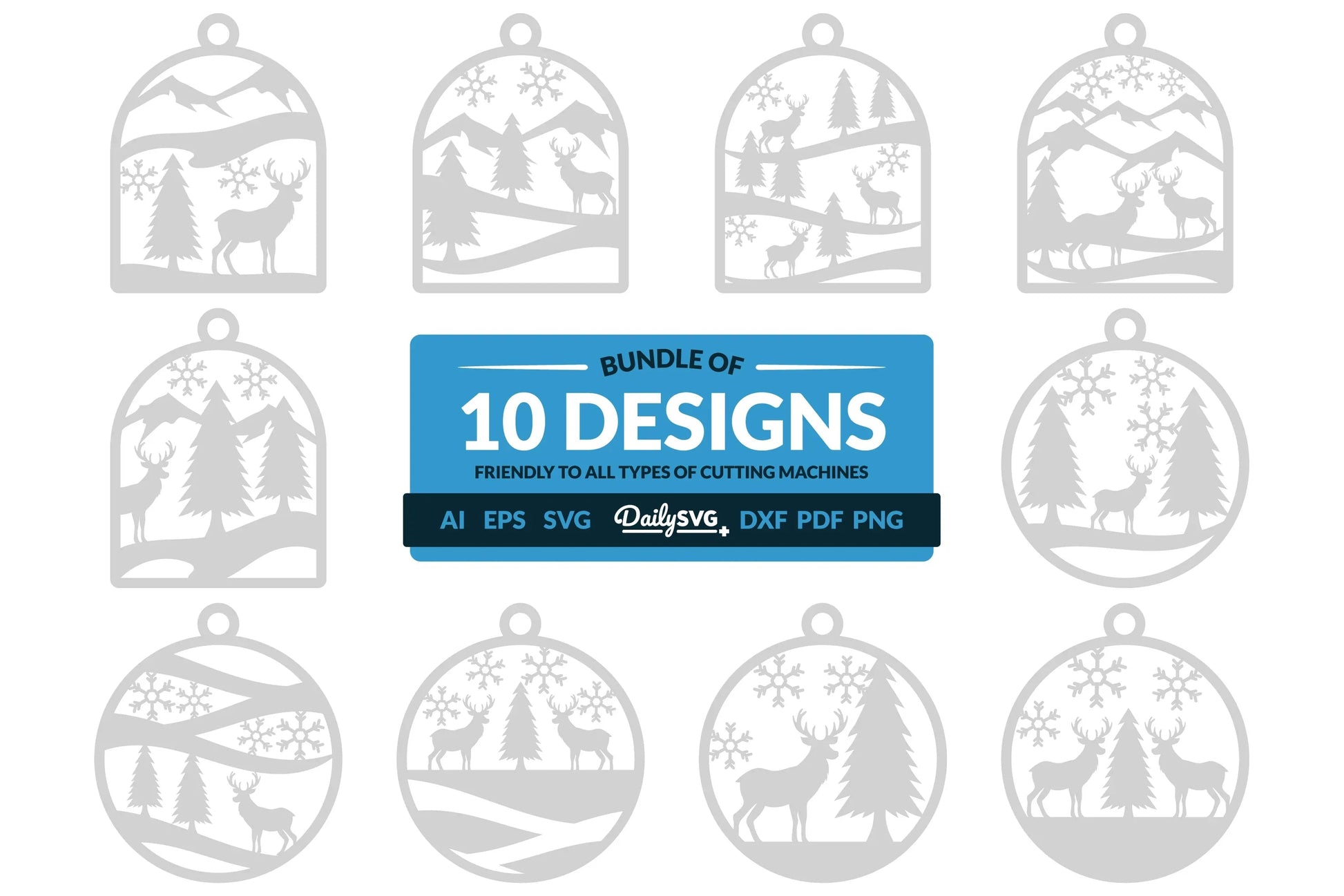 Winter Deer Keychain Clipart SVG Bundle - CraftNest - Digital Crafting and Art