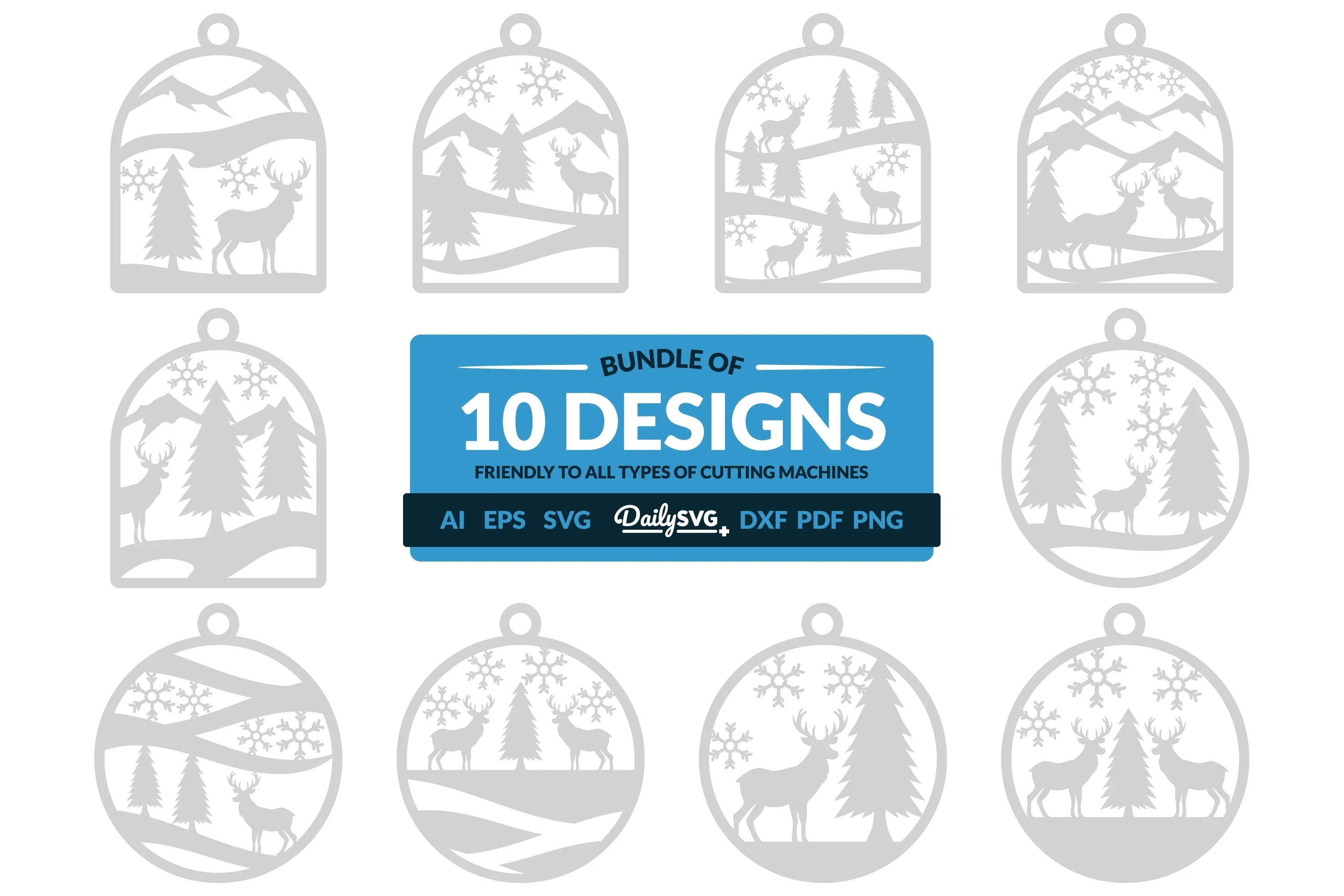 Winter Deer Keychain Clipart SVG Bundle - CraftNest - Digital Crafting and Art