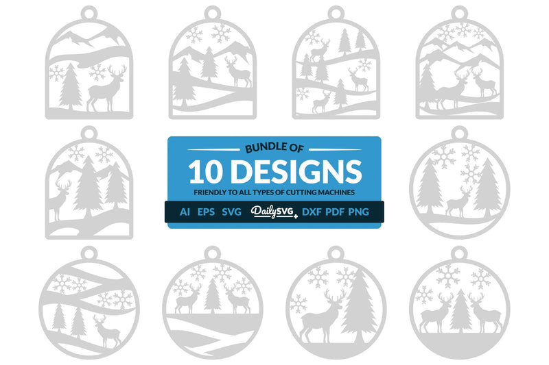 Winter Deer Keychain Clipart SVG Bundle - CraftNest - Digital Crafting and Art
