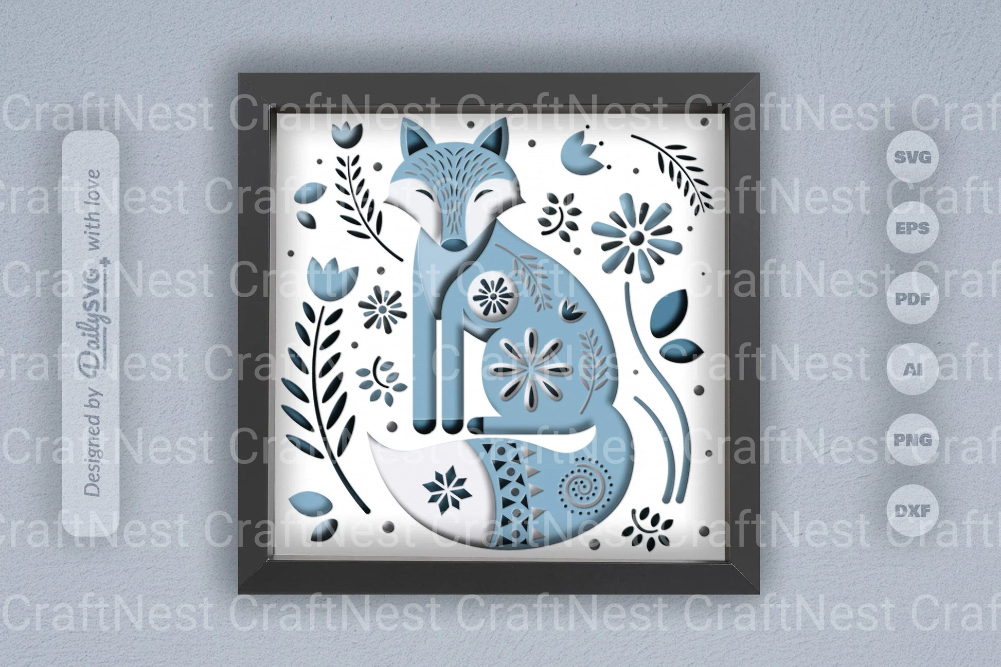 Winter Fox Folk Art Papercut SVG Bundle - CraftNest - Digital Crafting and Art