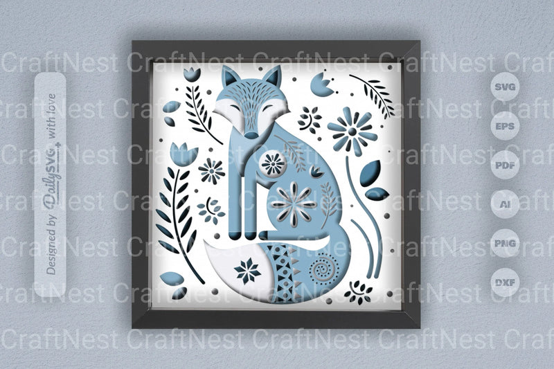 Winter Fox Folk Art Papercut SVG Bundle - CraftNest - Digital Crafting and Art