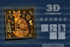 Winter Fox Folk Art Papercut SVG Bundle - CraftNest - Digital Crafting and Art