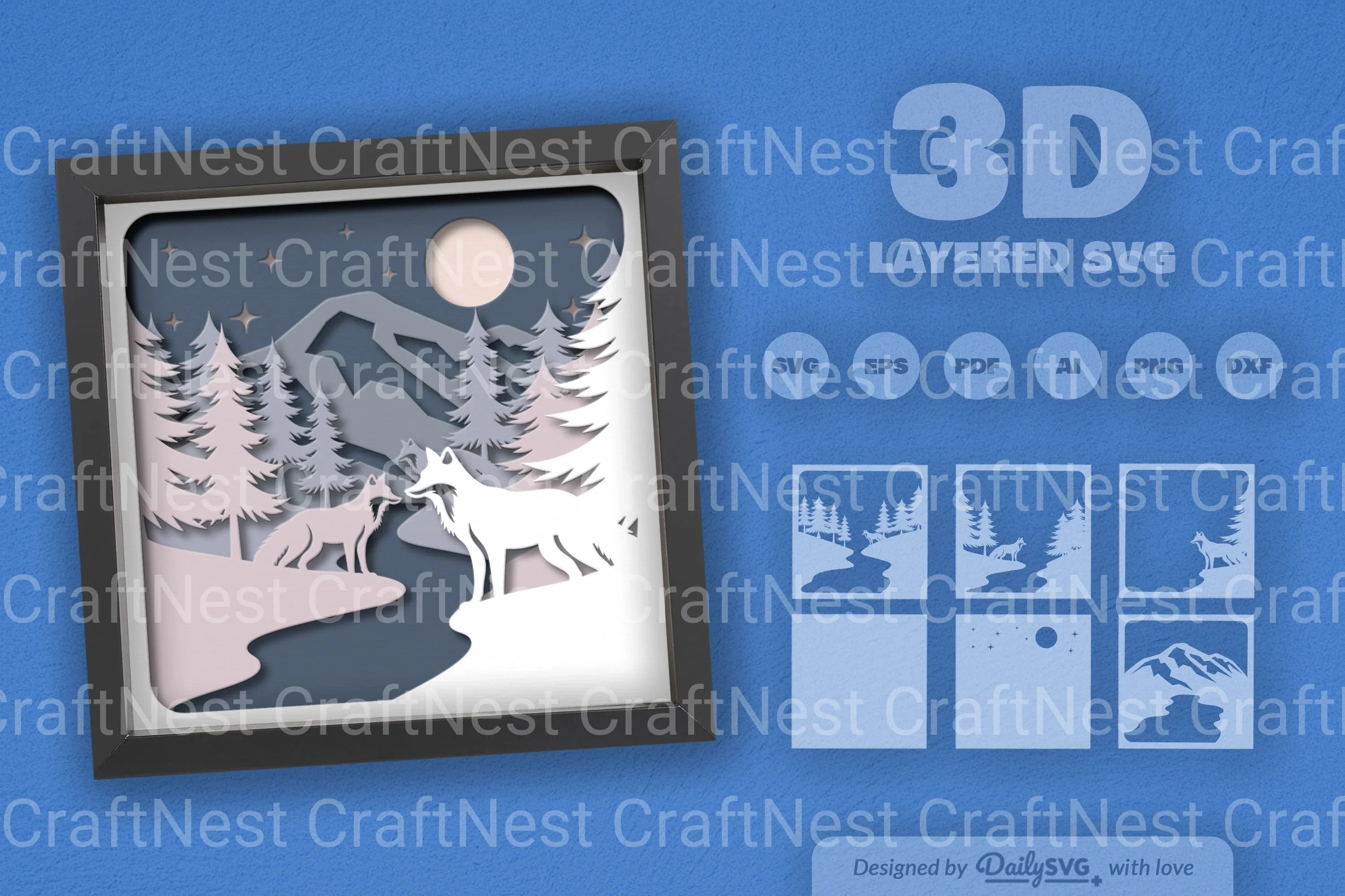 Winter Fox Papercut SVG Bundle