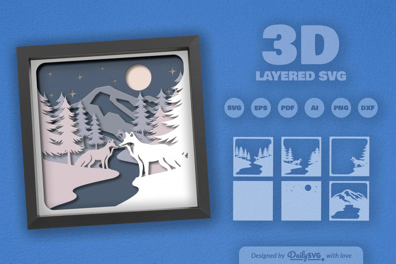 Winter Fox Papercut SVG Bundle - CraftNest - Digital Crafting and Art