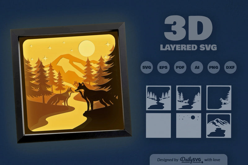 Winter Fox Papercut SVG Bundle - CraftNest - Digital Crafting and Art