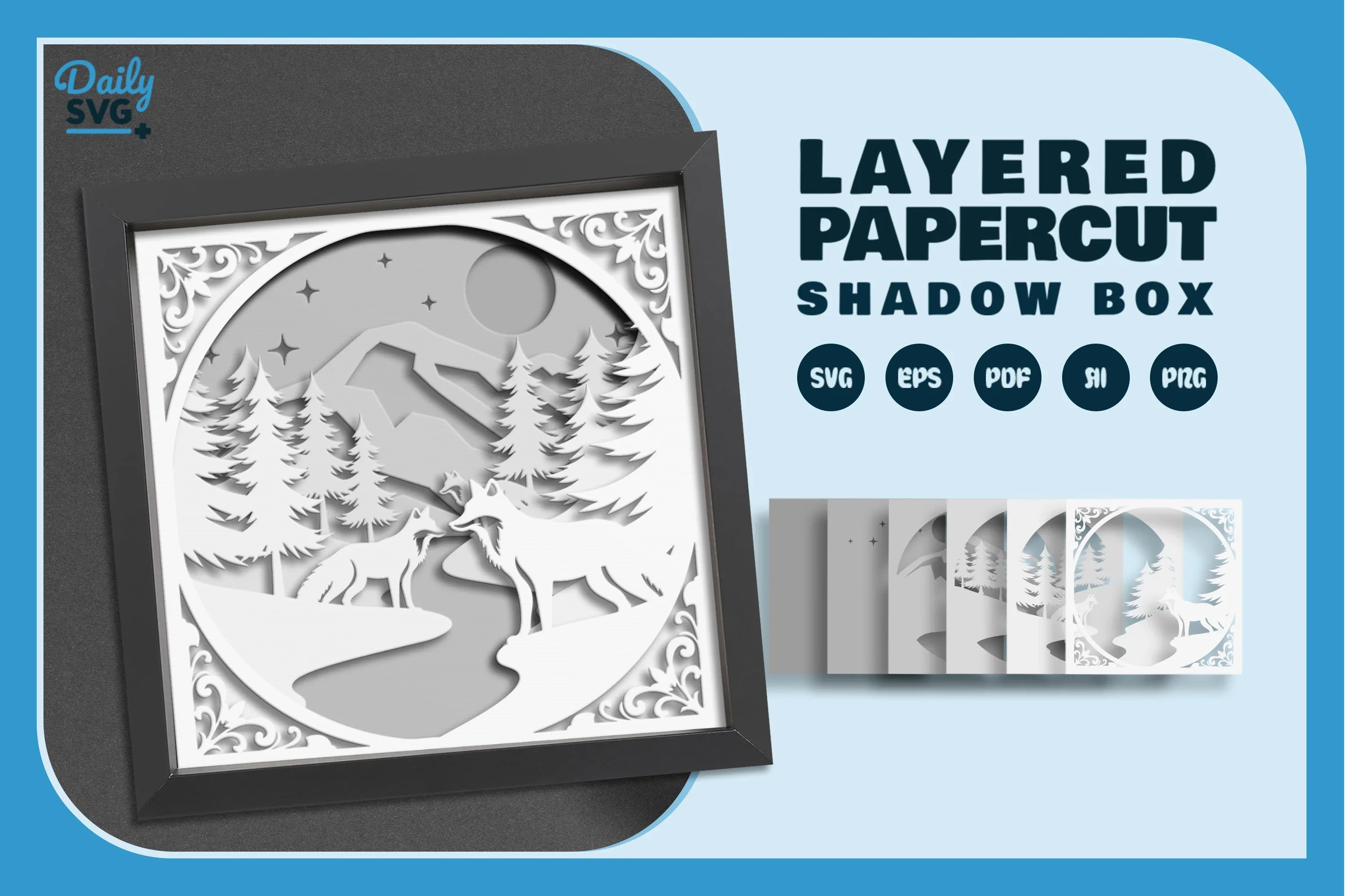 Winter Fox White Papercut SVG Bundle - CraftNest - Digital Crafting and Art
