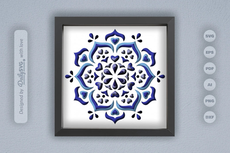 Winter Heart Mandala Papercut SVG Bundle - CraftNest - Digital Crafting and Art