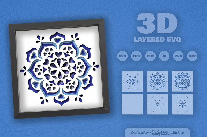 Winter Heart Mandala Papercut SVG Bundle - CraftNest - Digital Crafting and Art