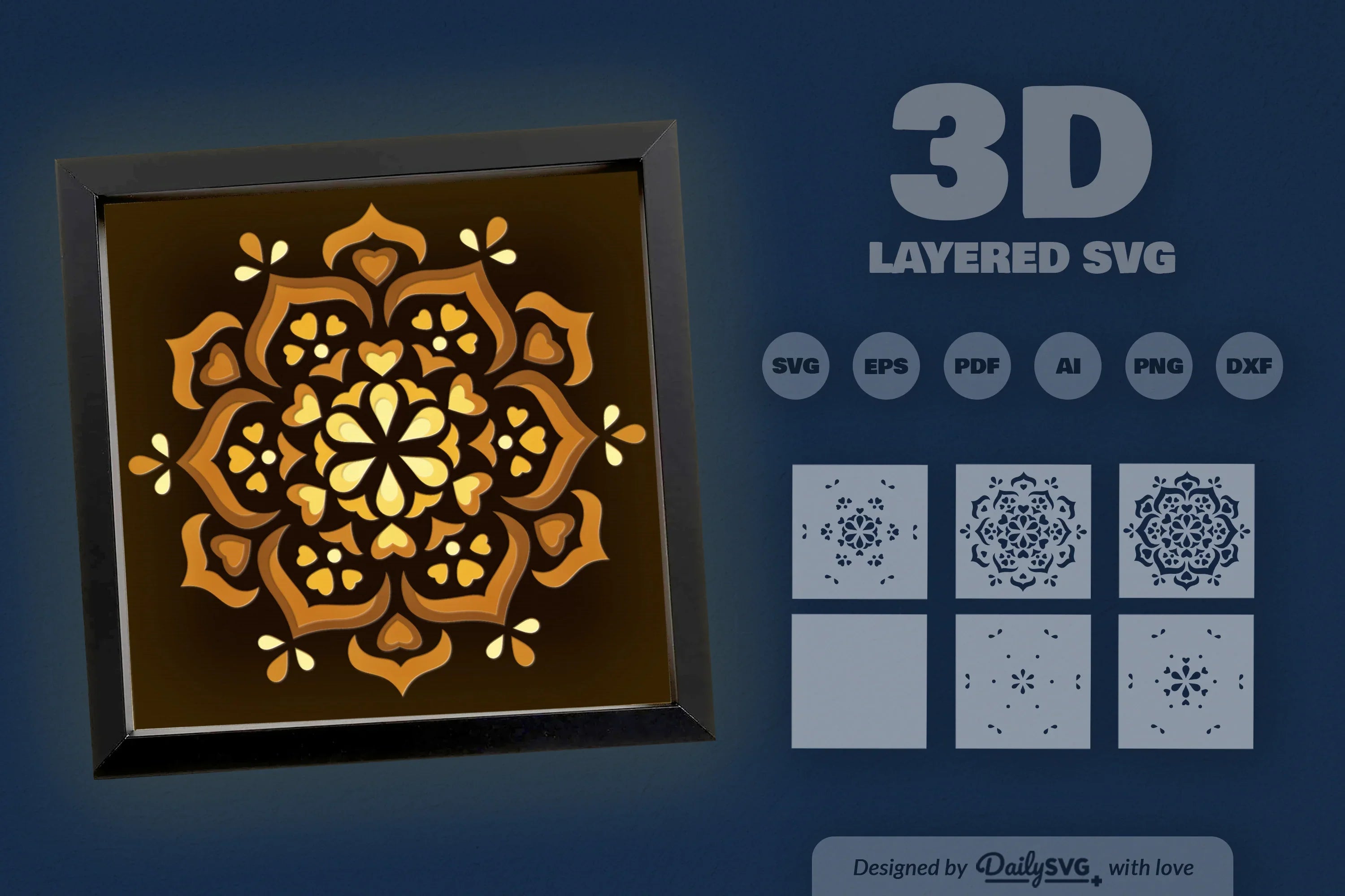 Winter Heart Mandala Papercut SVG Bundle - CraftNest - Digital Crafting and Art