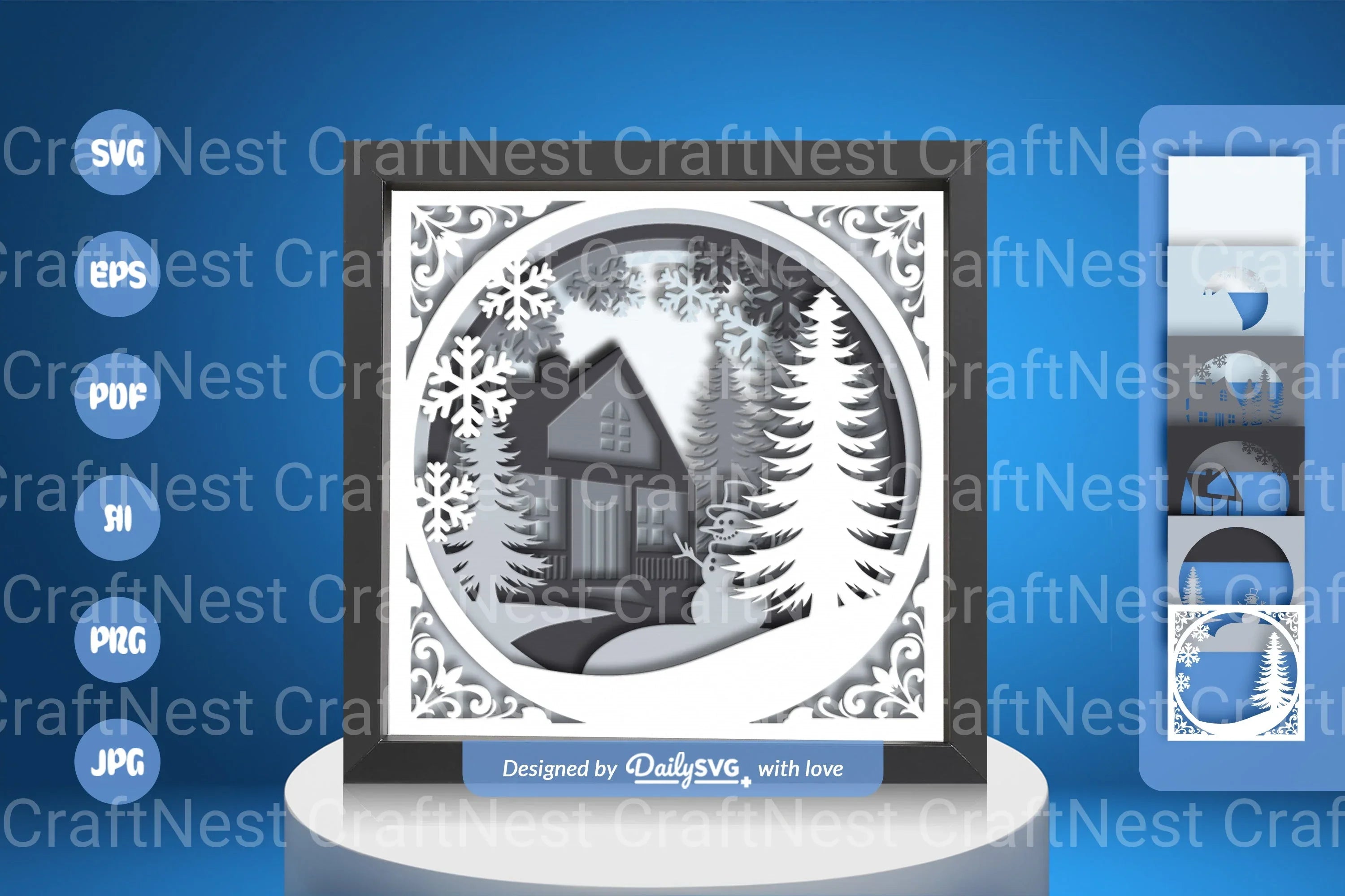 Winter House Papercut SVG Bundle