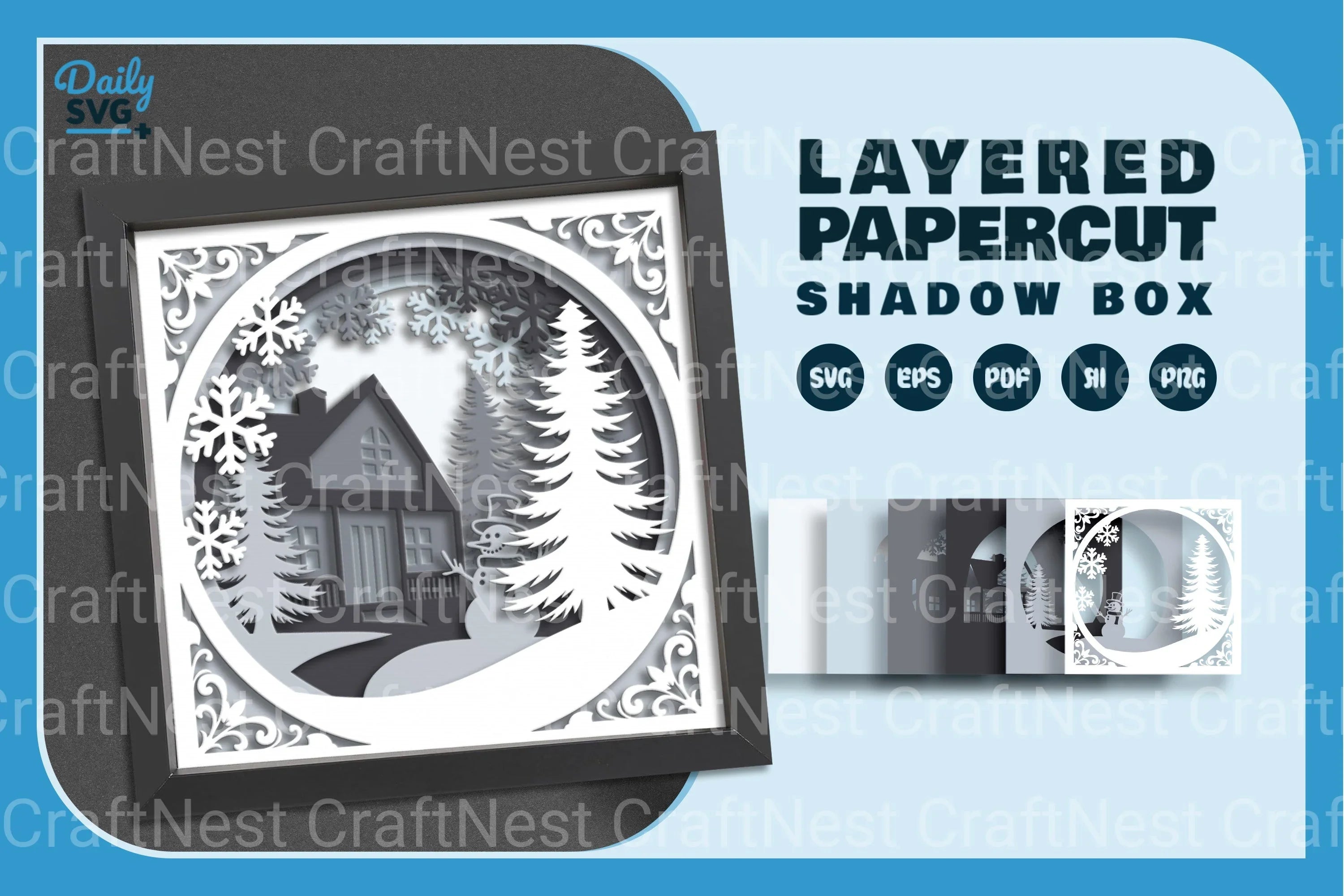 Winter House Papercut SVG Bundle