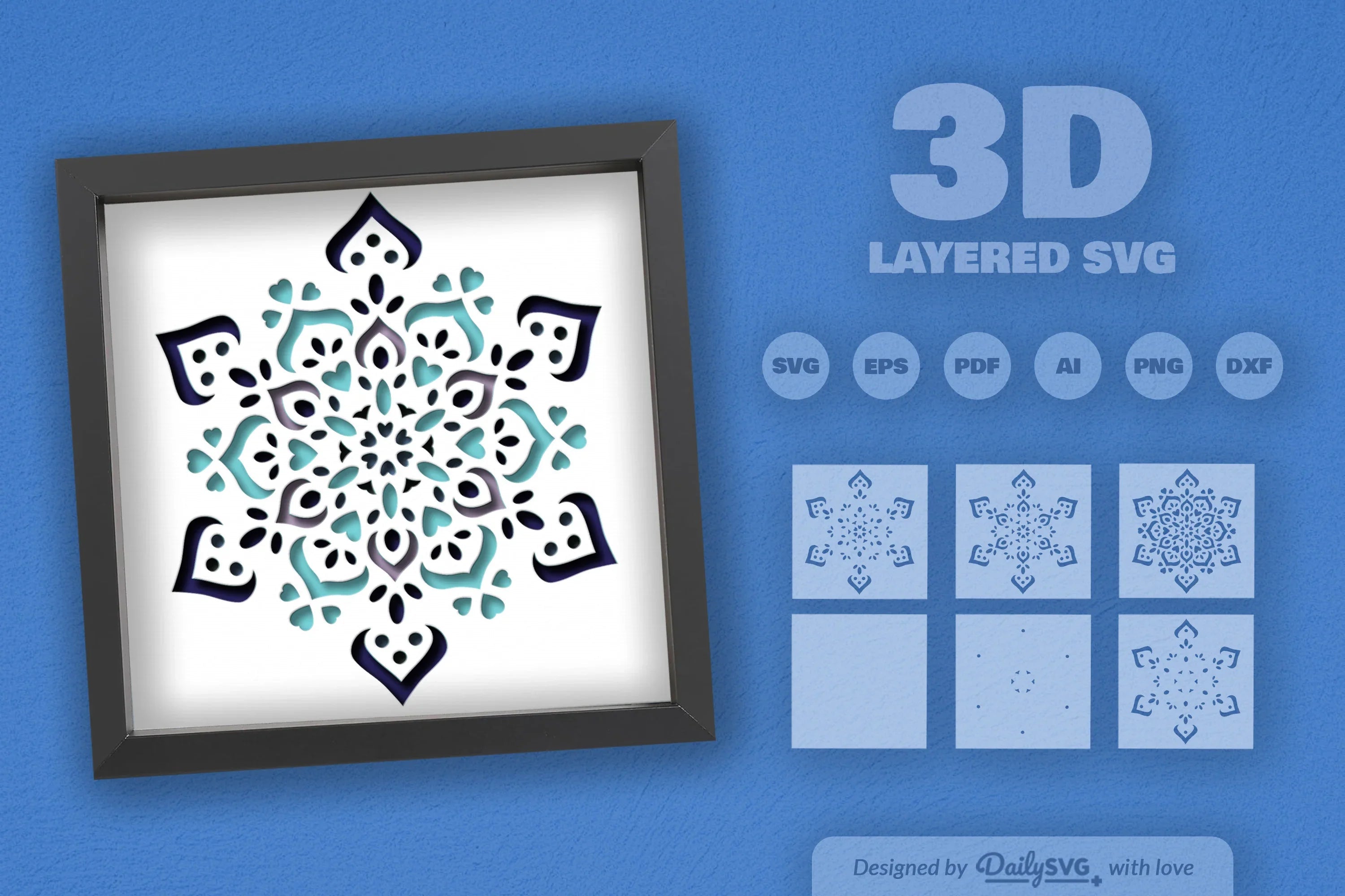 Winter Love Mandala Papercut SVG Bundle - CraftNest - Digital Crafting and Art
