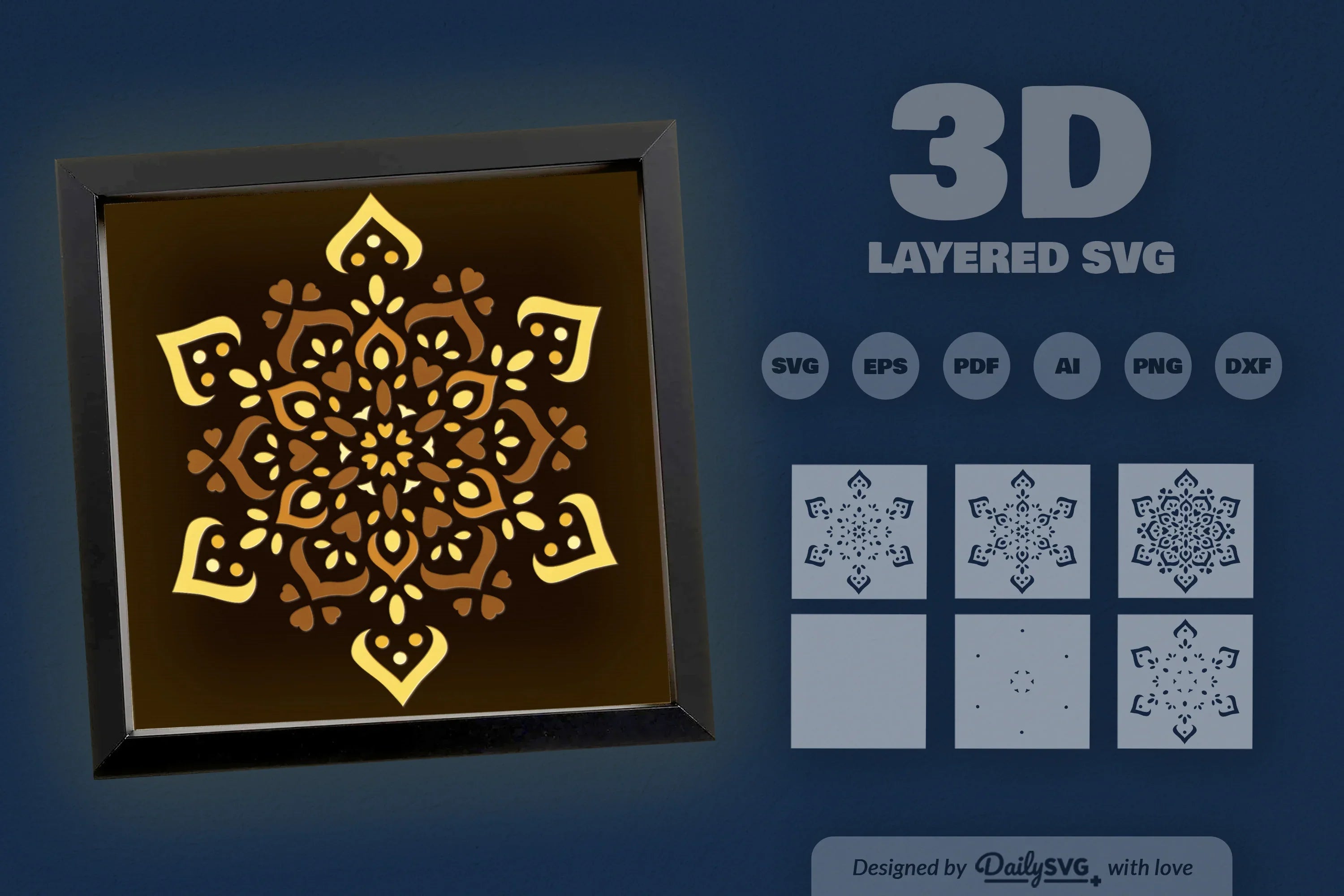 Winter Love Mandala Papercut SVG Bundle - CraftNest - Digital Crafting and Art