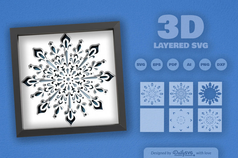 Winter Mandala Papercut SVG Bundle 1 - CraftNest - Digital Crafting and Art