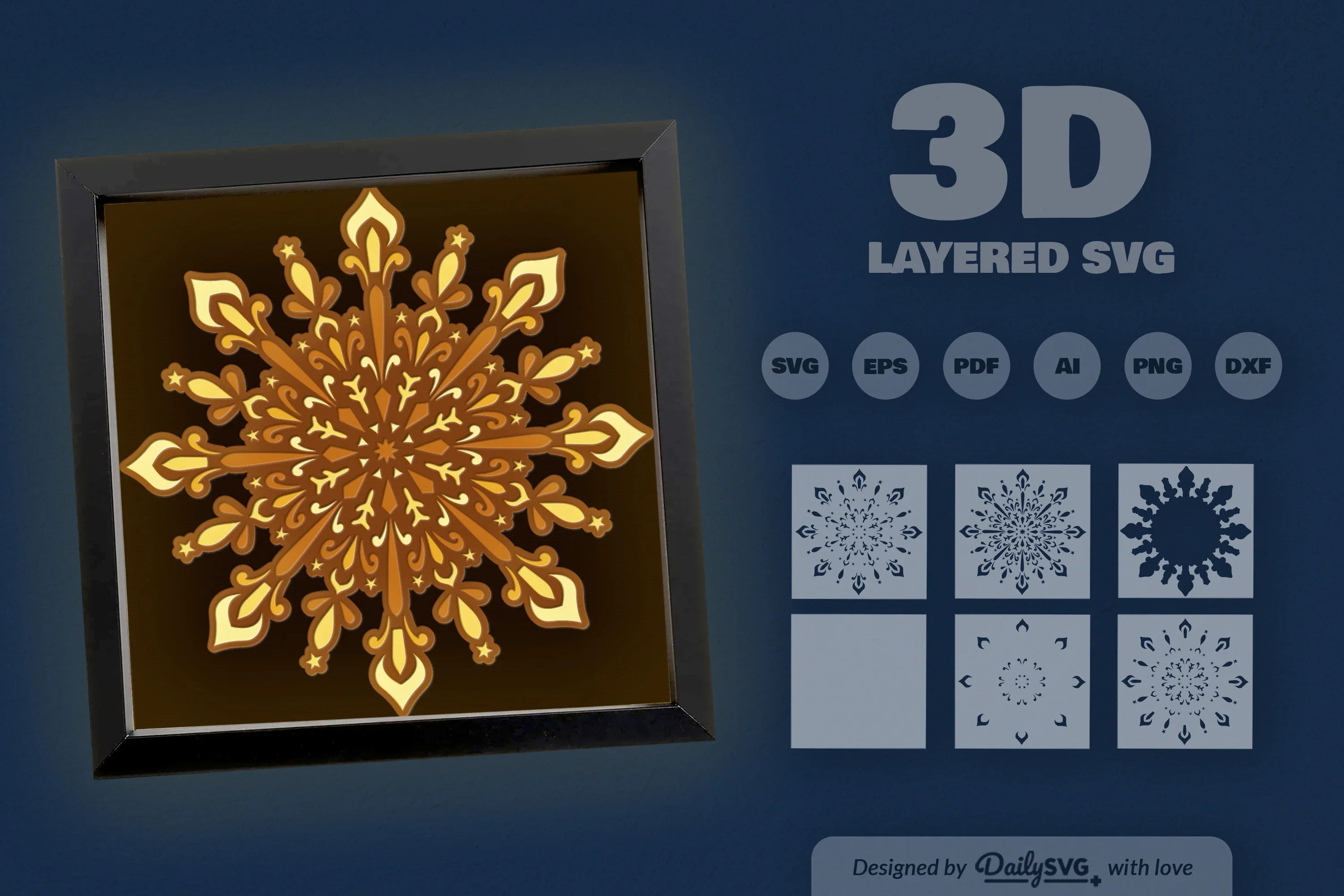 Winter Mandala Papercut SVG Bundle 1 - CraftNest - Digital Crafting and Art