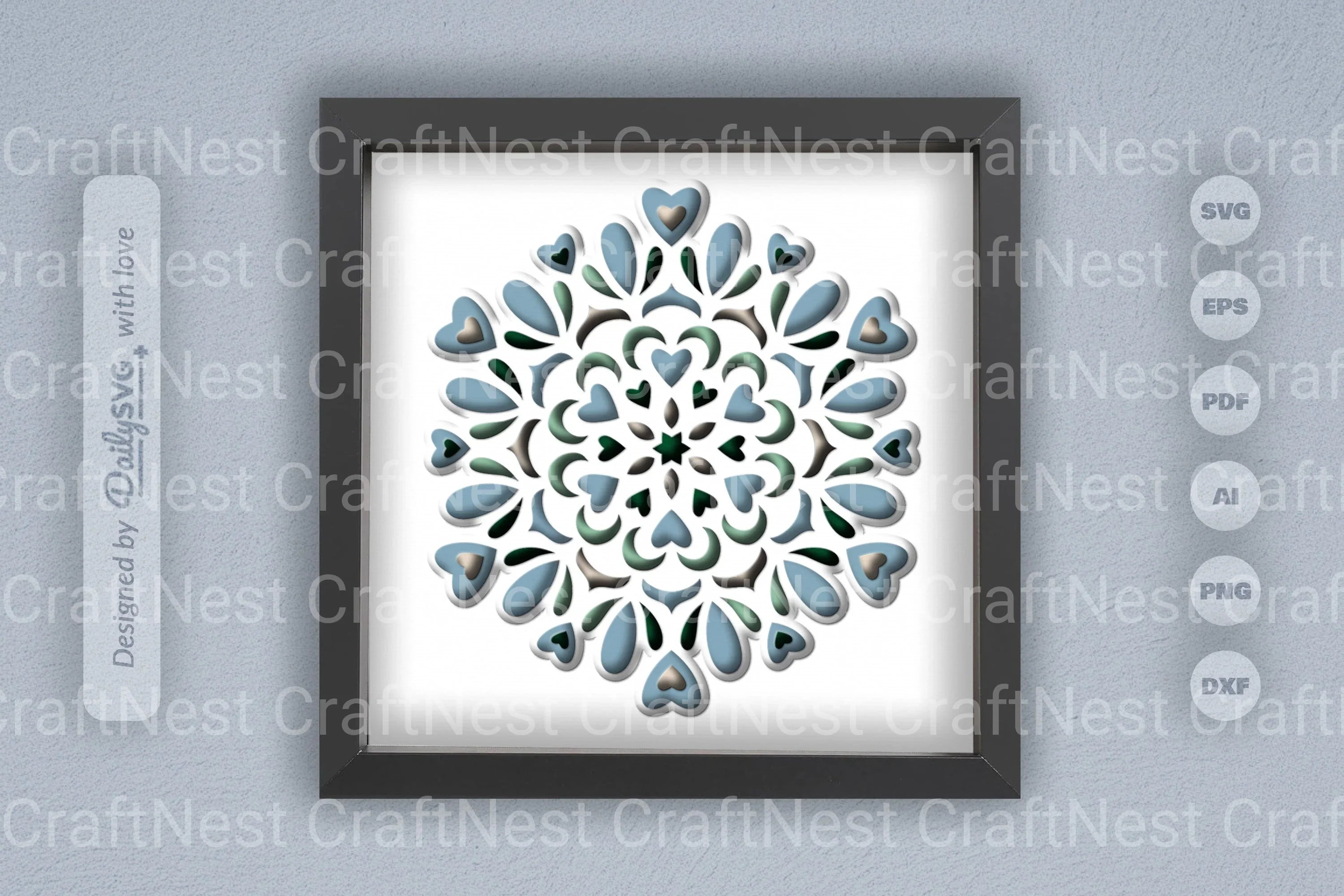 Winter Mandala Heart Papercut SVG Bundle