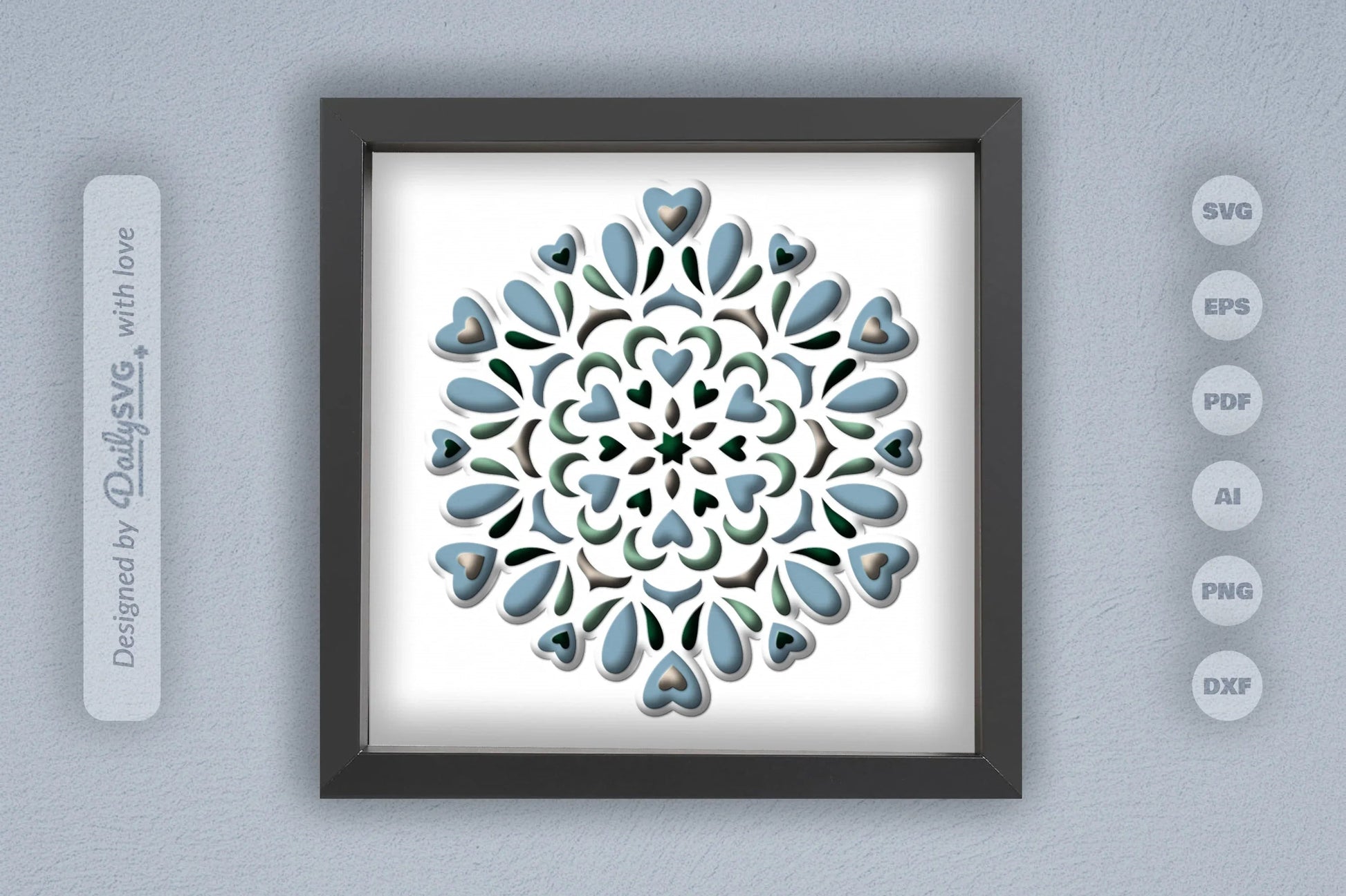 Winter Mandala Heart Papercut SVG Bundle - CraftNest - Digital Crafting and Art
