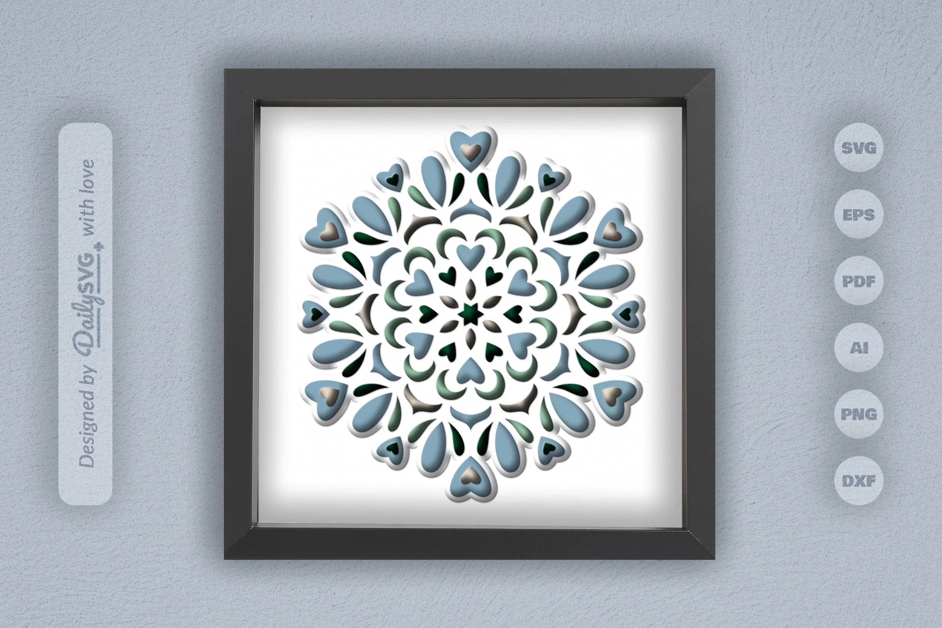 Winter Mandala Heart Papercut SVG Bundle - CraftNest - Digital Crafting and Art