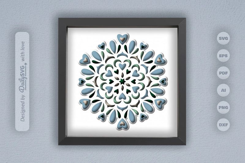 Winter Mandala Heart Papercut SVG Bundle - CraftNest - Digital Crafting and Art