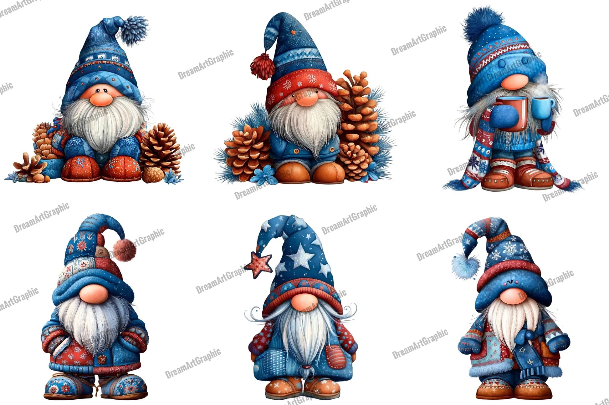 Winter Patchwork Gnome Clipart Bundle - CraftNest - Digital Crafting and Art