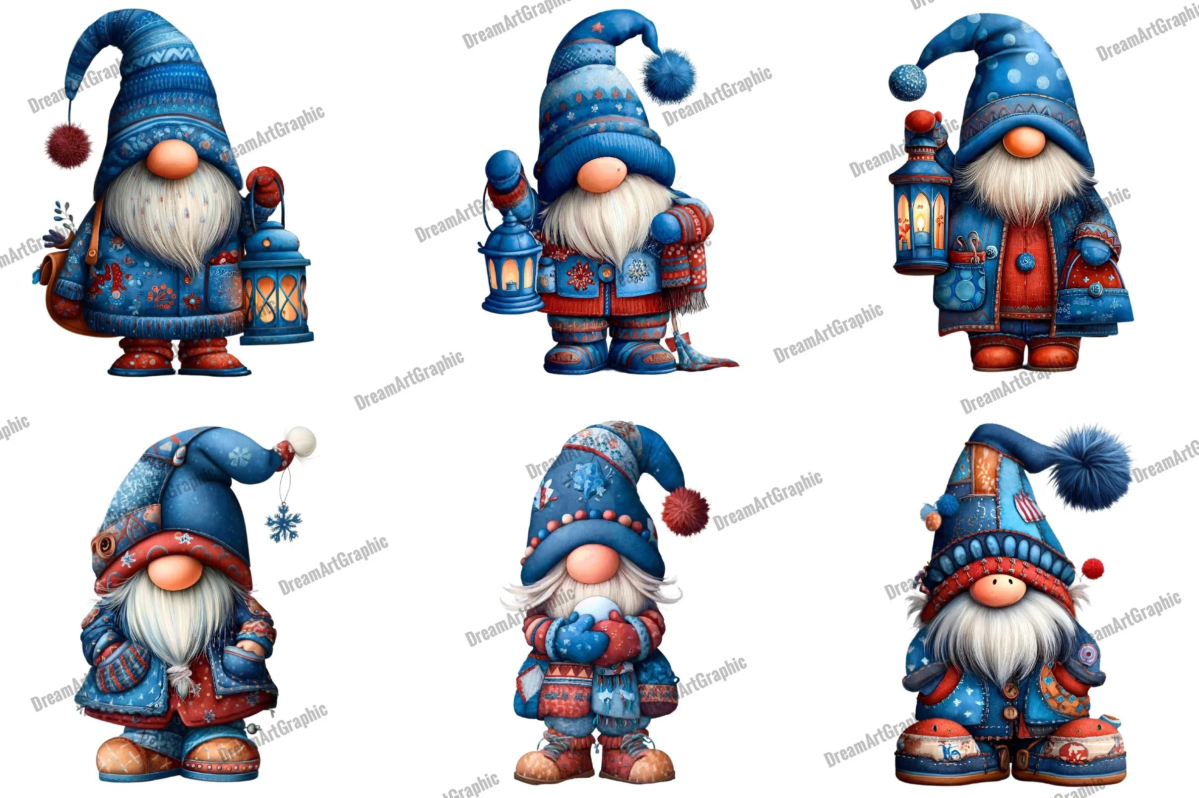 Winter Patchwork Gnome Clipart Bundle - CraftNest - Digital Crafting and Art