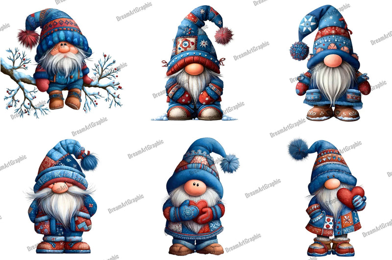Winter Patchwork Gnome Clipart Bundle - CraftNest - Digital Crafting and Art