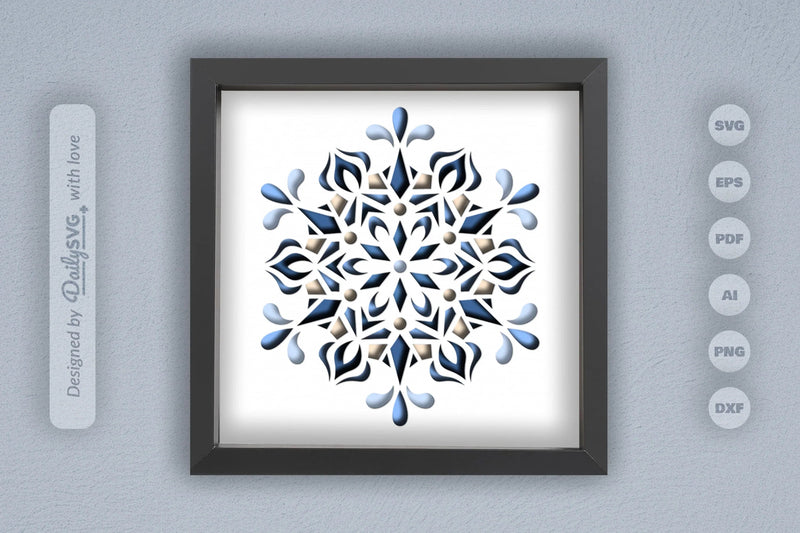 Winter Snowflake Mandala Papercut SVG Bundle - CraftNest - Digital Crafting and Art