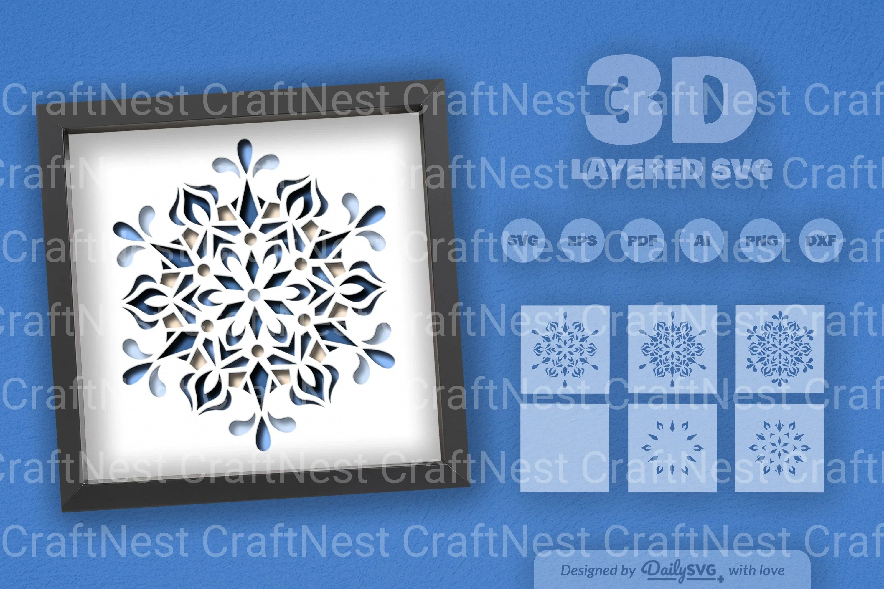 Winter Snowflake Mandala Papercut SVG Bundle