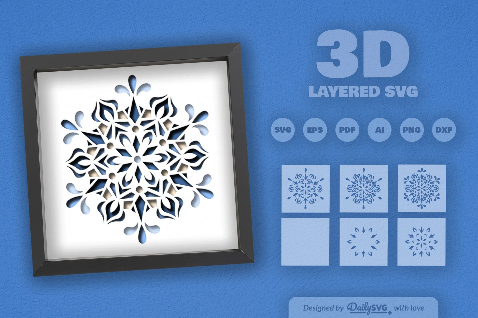 Winter Snowflake Mandala Papercut SVG Bundle - CraftNest - Digital Crafting and Art