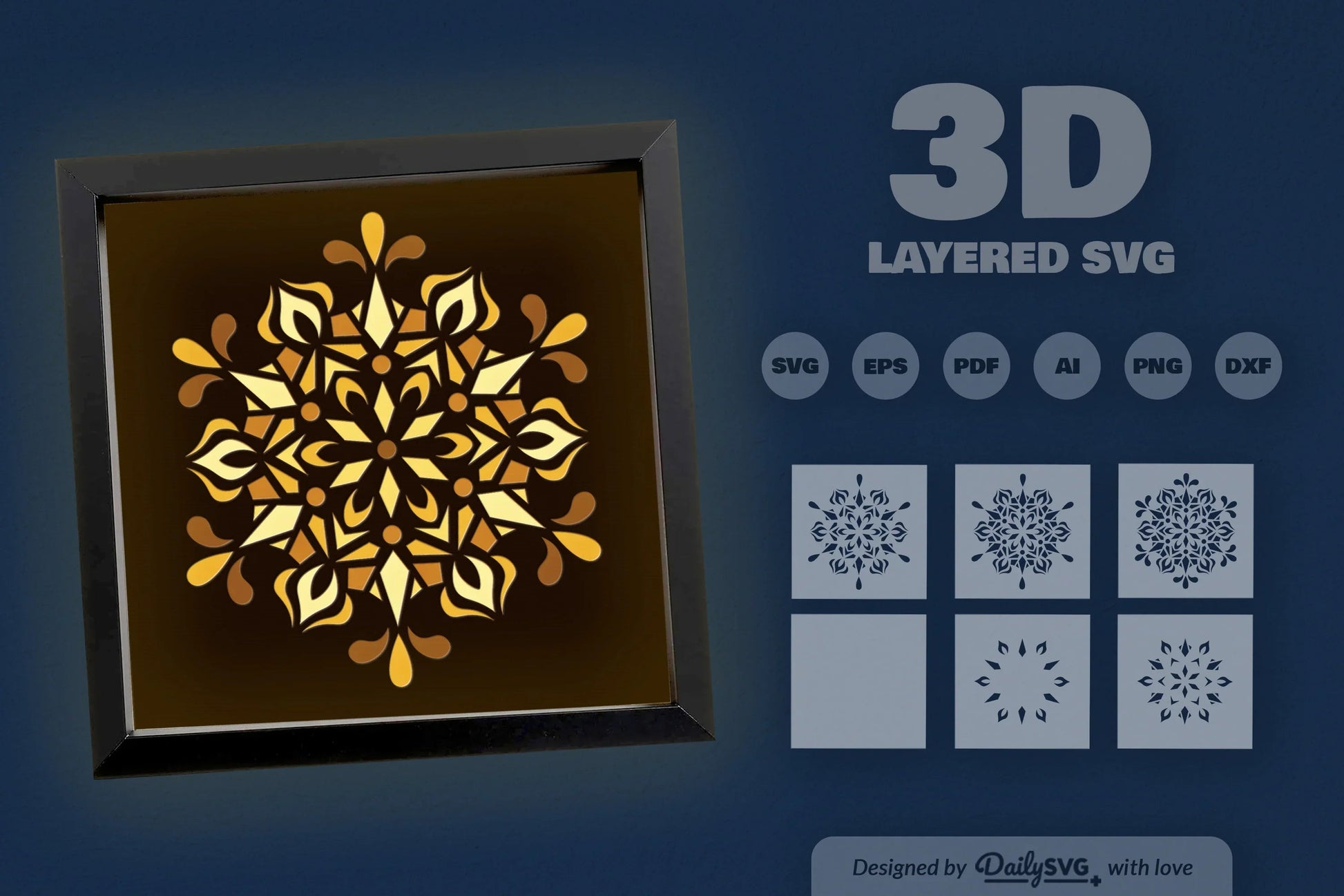 Winter Snowflake Mandala Papercut SVG Bundle - CraftNest - Digital Crafting and Art