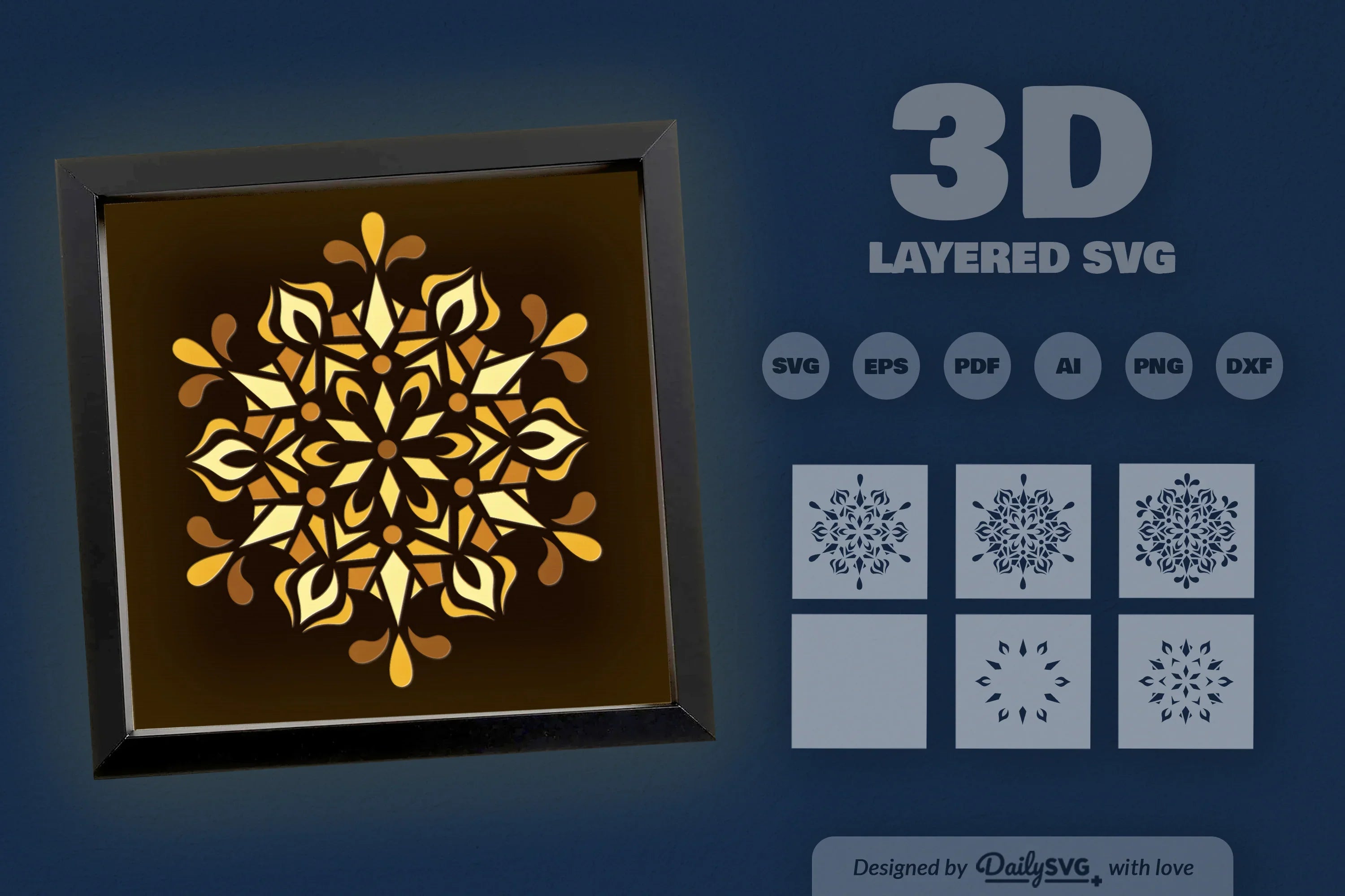 Winter Snowflake Mandala Papercut SVG Bundle - CraftNest - Digital Crafting and Art