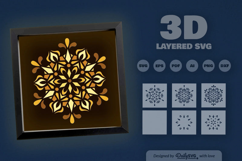 Winter Snowflake Mandala Papercut SVG Bundle - CraftNest - Digital Crafting and Art