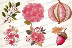 Winter & Fall Floral Elements Clipart Bundle - CraftNest - Digital Crafting and Art