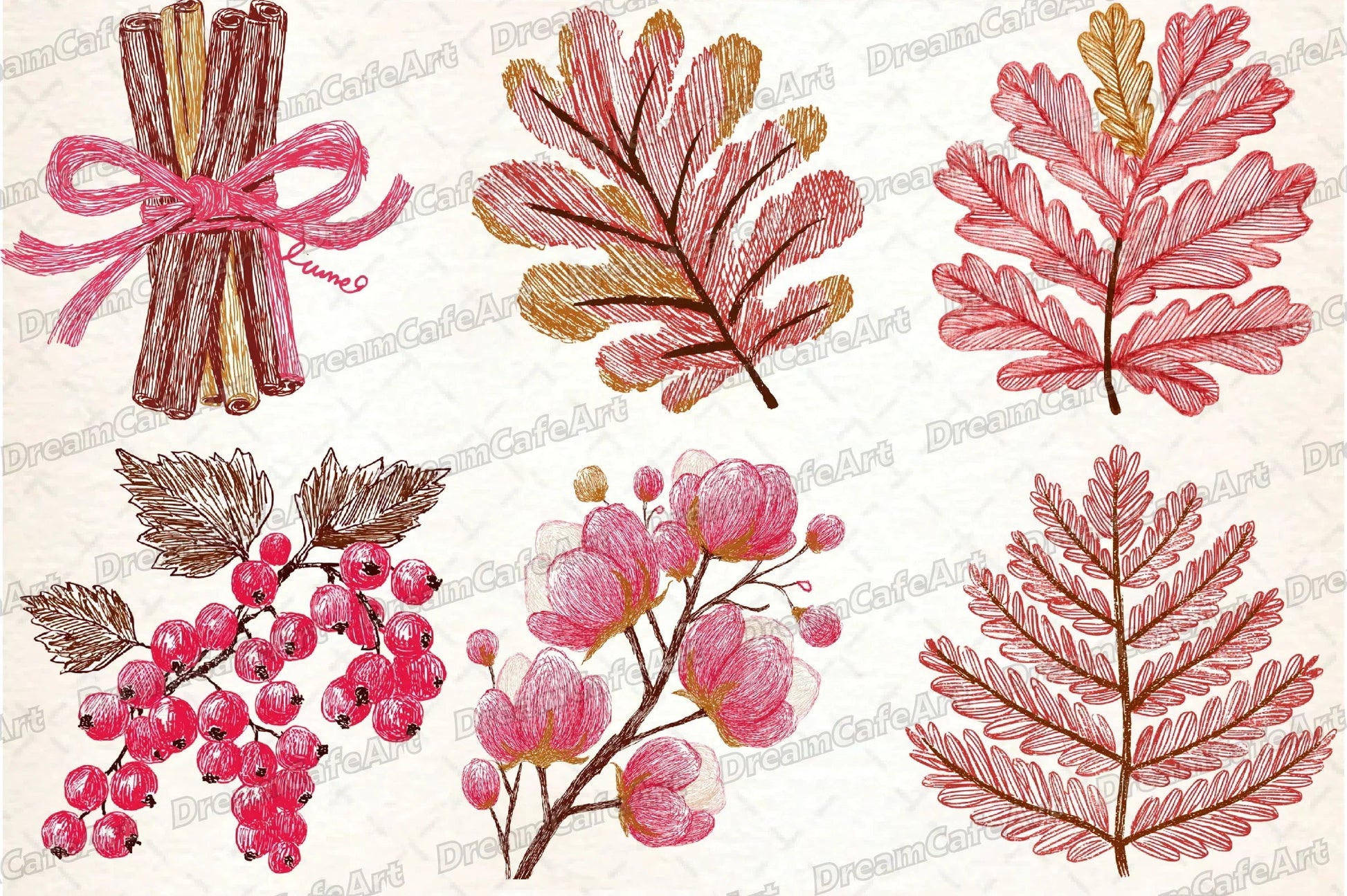 Winter & Fall Floral Elements Clipart Bundle - CraftNest - Digital Crafting and Art